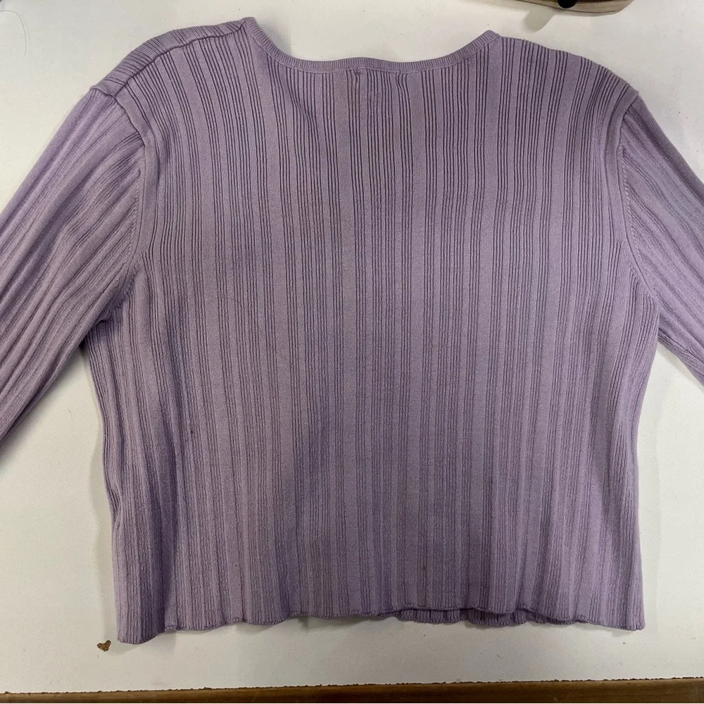 Lavender Ribbed Cardigan - Picture 2 of 3